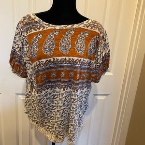 Free People Ivory Combo Paisley Top